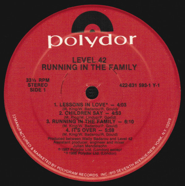 Level 42 : Running In The Family (LP, Album, Hau)