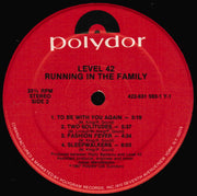 Level 42 : Running In The Family (LP, Album, Hau)