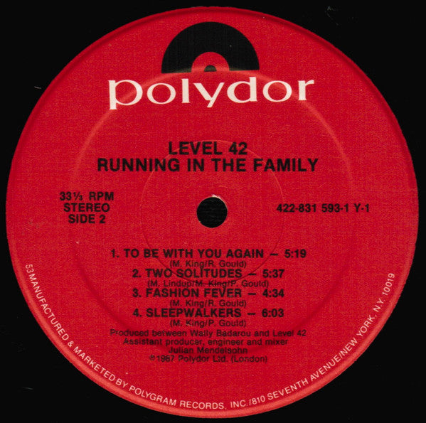 Level 42 : Running In The Family (LP, Album, Hau)