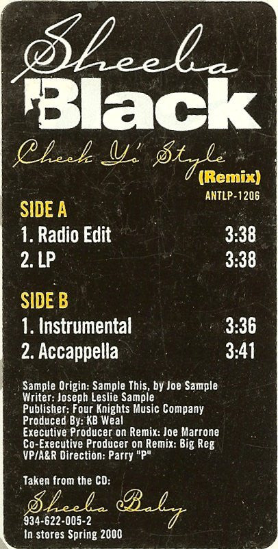 Sheeba Black : Check Yo' Style (Remix) (12", Promo)