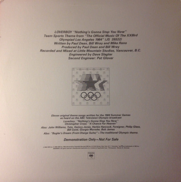 Loverboy : Nothing’s Gonna Stop You Now (Team Sports Theme From The Official Music Of The XXIIIrd Olympiad Los Angeles 1984) (12", Promo, Smplr)