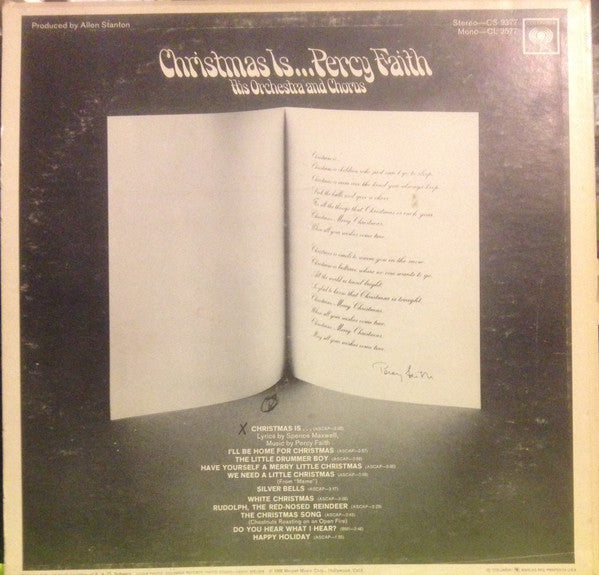 Percy Faith His Orchestra And Chorus* : Christmas Is...Percy Faith His Orchestra And Chorus (LP)