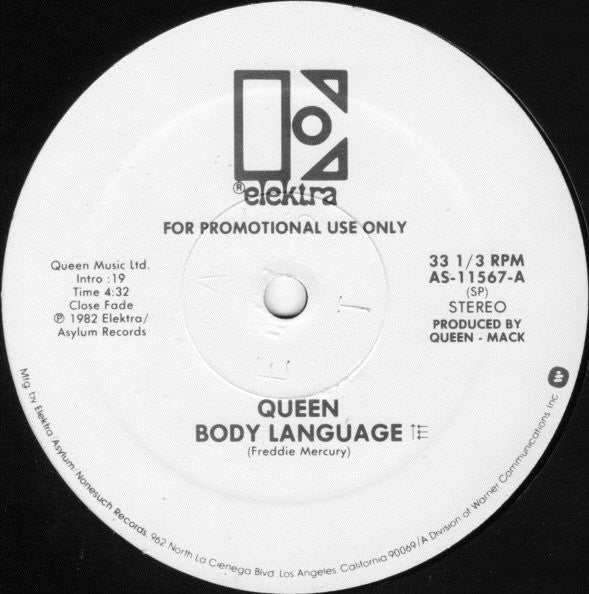 Queen : Body Language (12", Single, Mono, Promo)