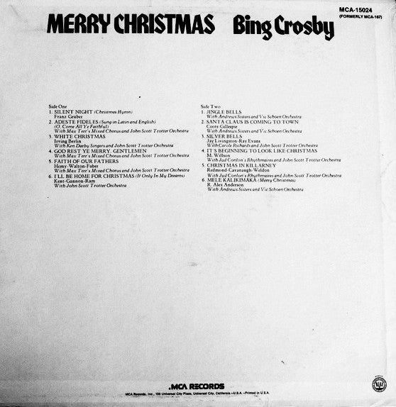 Bing Crosby : Merry Christmas (LP, RE, MCA)