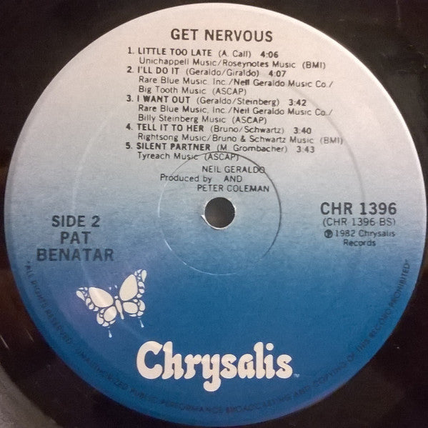 Pat Benatar : Get Nervous (LP, Album, PRC)