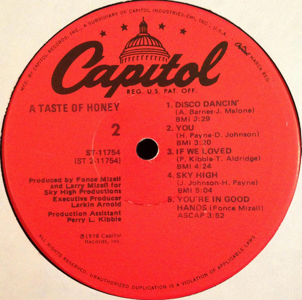 A Taste Of Honey : A Taste Of Honey (LP, Album, Jac)
