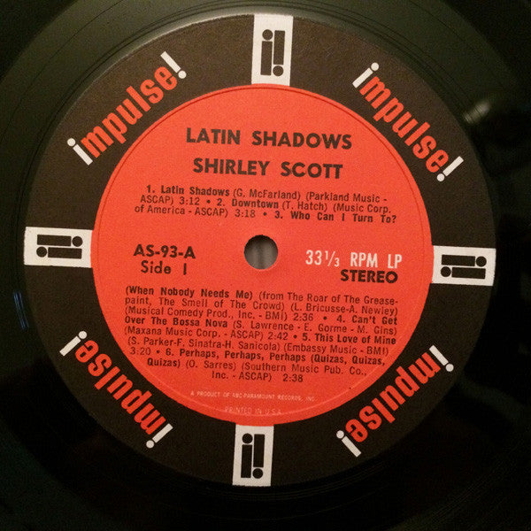 Shirley Scott : Latin Shadows (LP, Album, Gat)