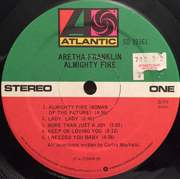 Aretha Franklin : Almighty Fire (LP, Album, SP)