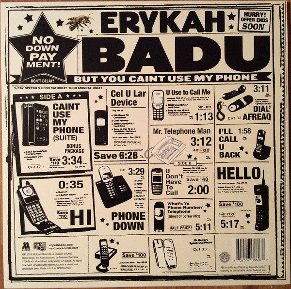 Erykah Badu : But You Caint Use My Phone (LP, RSD, Ltd, Mixtape, Cle)