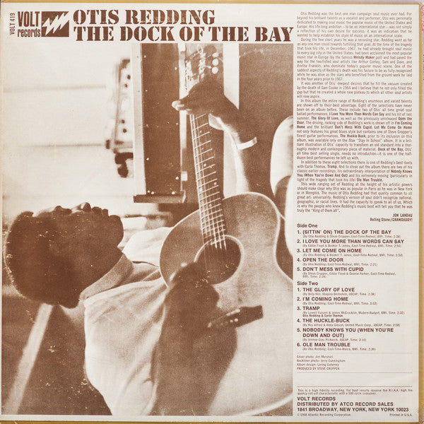 Otis Redding : The Dock Of The Bay (LP, Album, CT )