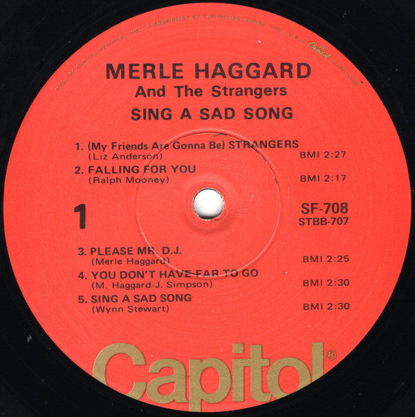 Merle Haggard And The Strangers (5) : Sing A Sad Song (LP, RE, Win)