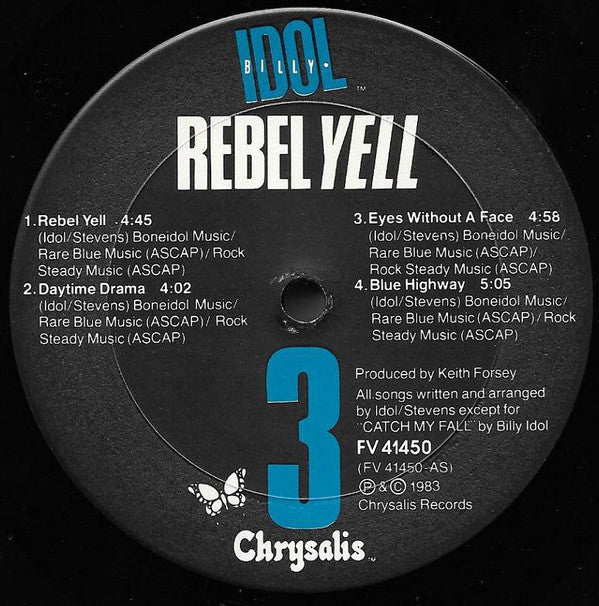 Billy Idol : Rebel Yell (LP, Album, Pit)