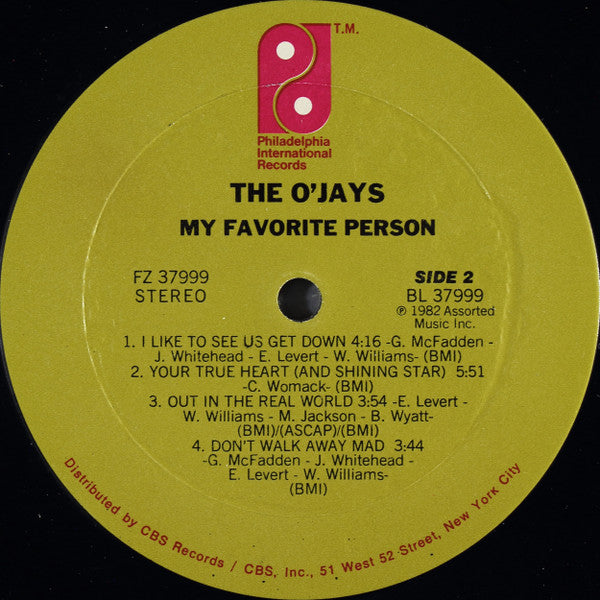 The O'Jays : My Favorite Person (LP, Album, Pit)