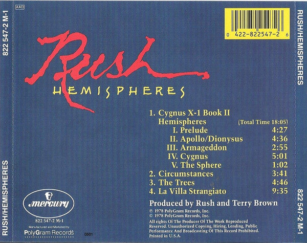Rush : Hemispheres (CD, Album, RE)