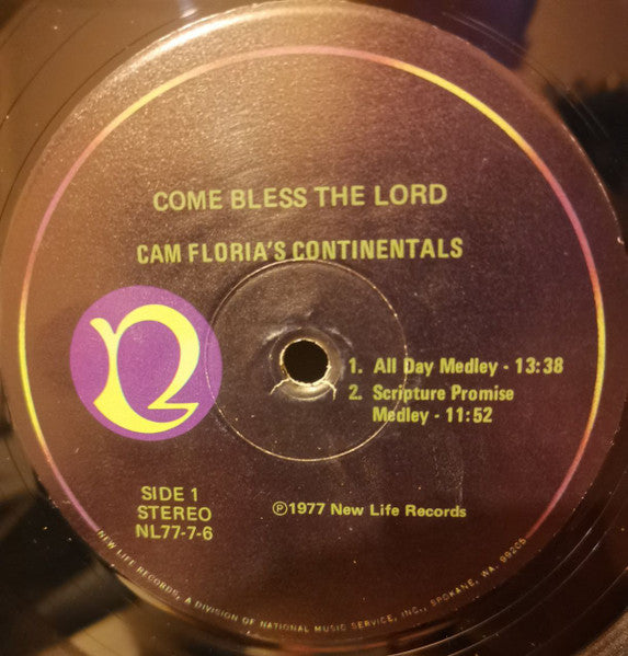 Continental Singers Arranged And Directed By Cam Floria : Come Bless The Lord (Over Sixty Scripture Praise Songs) (LP, Album)