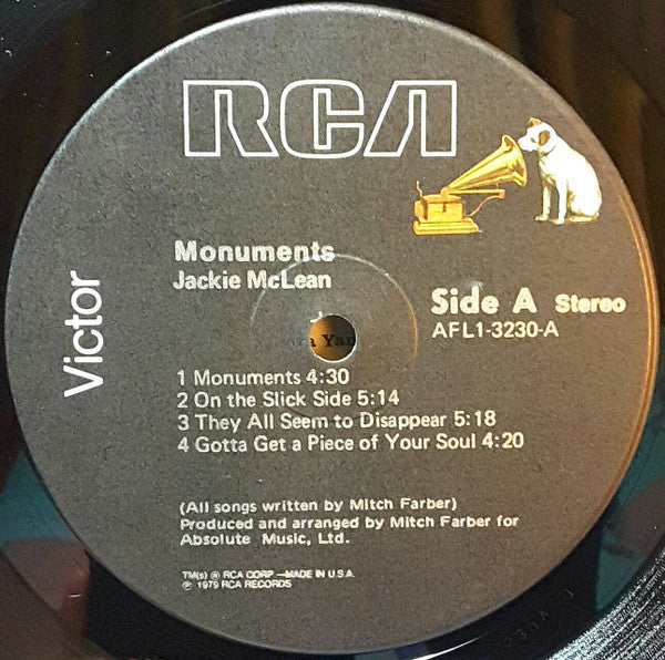 Jackie Mclean : Monuments (LP, Album, Ind)