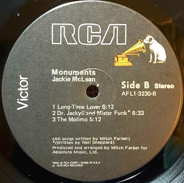 Jackie Mclean : Monuments (LP, Album, Ind)