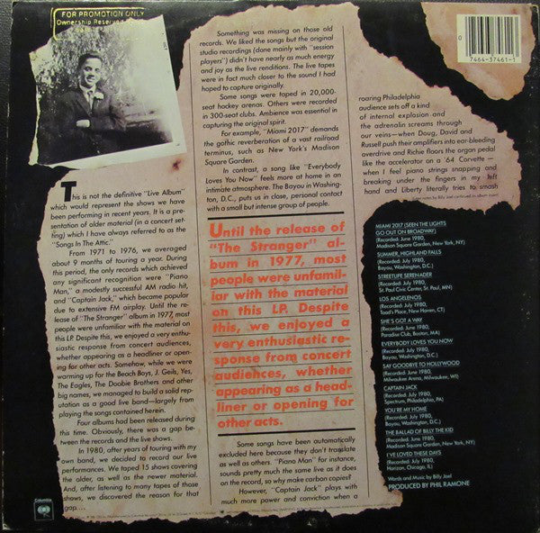Billy Joel : Songs In The Attic (LP, Album, Gat)
