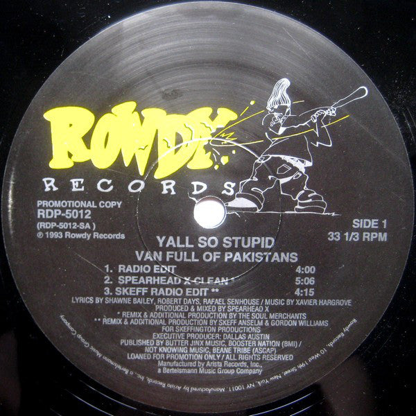 Yall So Stupid : Van Full Of Pakistans (12", Promo)