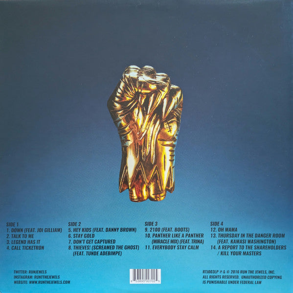 Run The Jewels : Run The Jewels 3 (2xLP, Album, Gol)