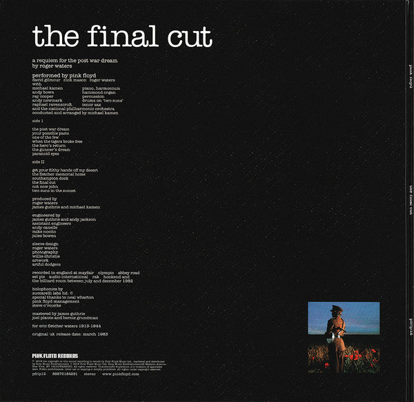 Pink Floyd : The Final Cut (LP, Album, RE, RM, 180)