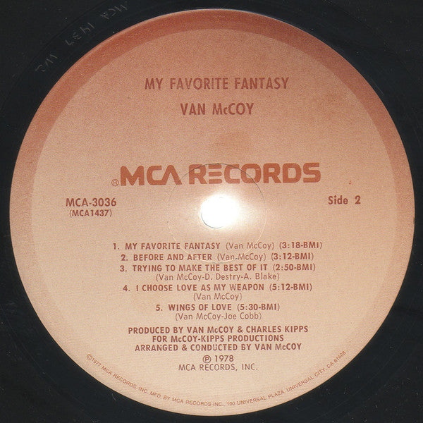 Van McCoy : My Favorite Fantasy (LP, Album, Pin)