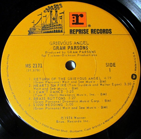 Gram Parsons : Grievous Angel (LP, Album, RP, LA )