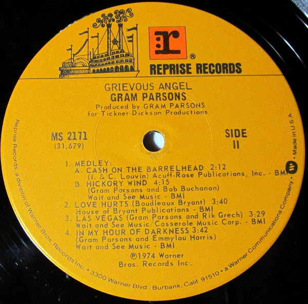 Gram Parsons : Grievous Angel (LP, Album, RP, LA )