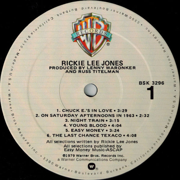 Rickie Lee Jones : Rickie Lee Jones (LP, Album, Mon)