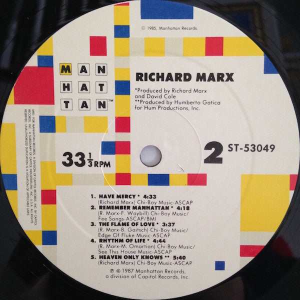 Richard Marx : Richard Marx (LP, Album, All)