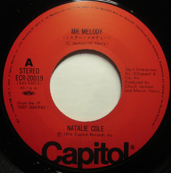 Natalie Cole : Mr. Melody / Heaven Is With You (7", Single)