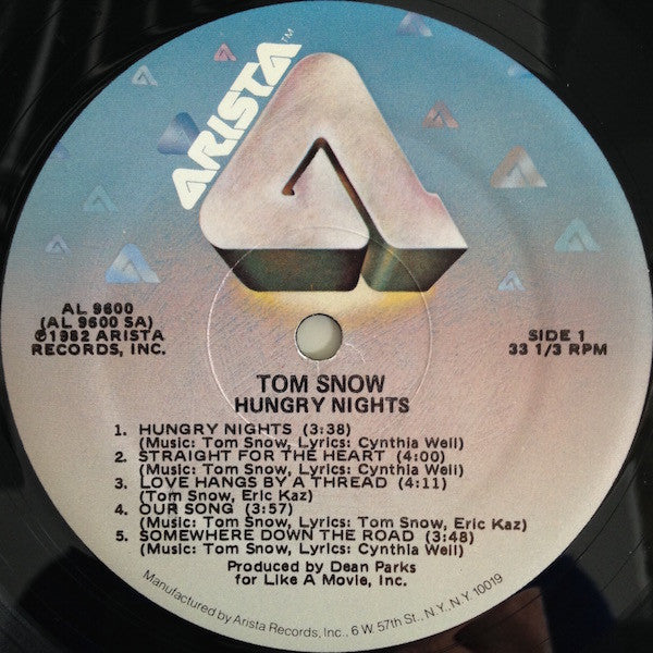 Tom Snow : Hungry Nights (LP, Album, Mon)