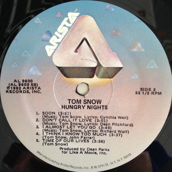 Tom Snow : Hungry Nights (LP, Album, Mon)