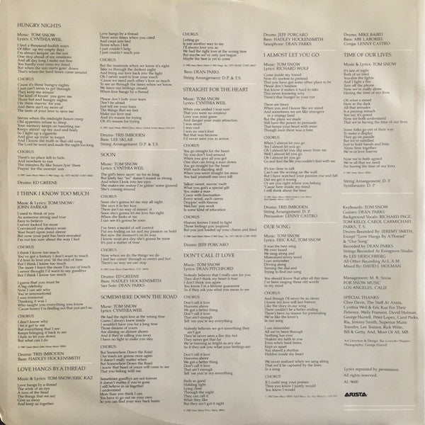 Tom Snow : Hungry Nights (LP, Album, Mon)