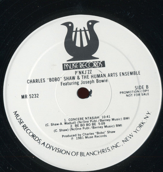 Charles "Bobo" Shaw* & The Human Arts Ensemble Featuring Joseph Bowie : P'nk J'zz (LP, Album, Promo, RE)