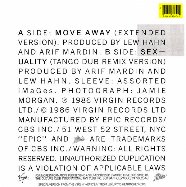 Culture Club : Move Away (Extended) (12", Single)