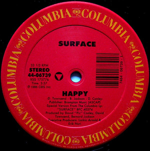 Surface - Happy (Very Good (VG)) Electronic, Funk / Soul (12")