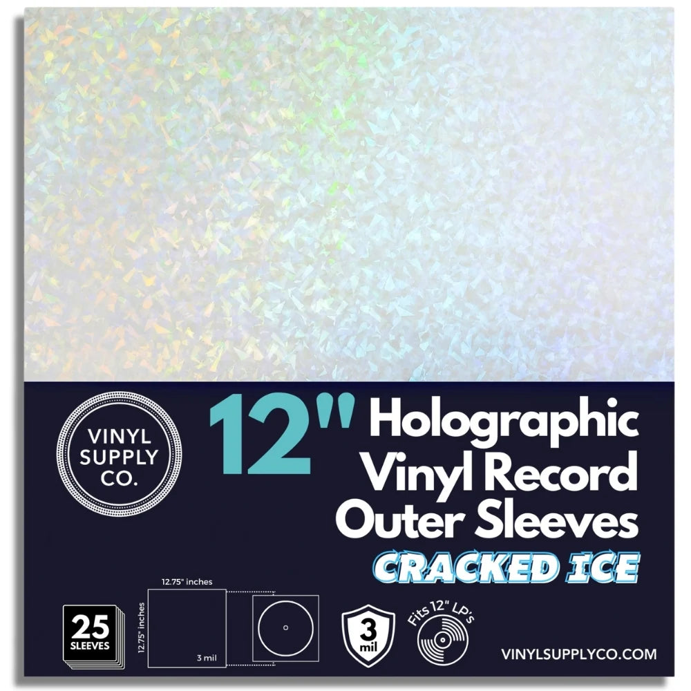 Vinyl Supply Co. 12" Holographic Vinyl Record Outer Sleeves Cracked Ice