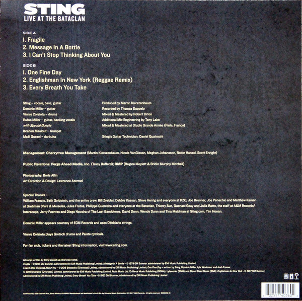 Sting : Live At The Bataclan (LP, Album, RSD, Ltd)