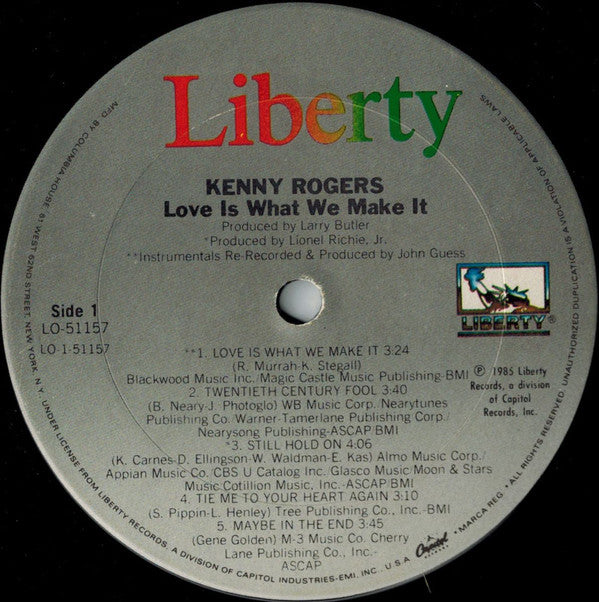 Kenny Rogers : Love Is What We Make It (LP, Album, Club, Car)