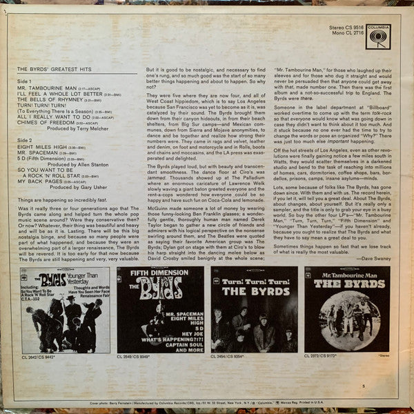 The Byrds : The Byrds' Greatest Hits (LP, Comp, San)