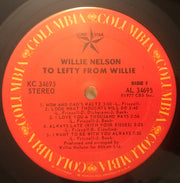 Willie Nelson : To Lefty From Willie (LP, Album, San)