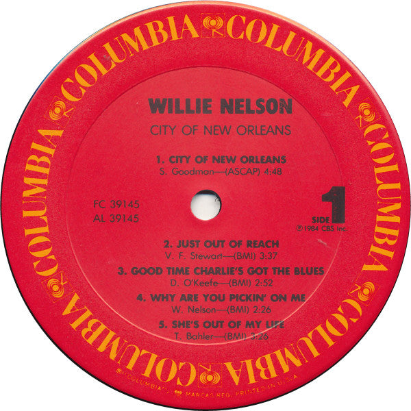 Willie Nelson : City Of New Orleans (LP, Album, Car)