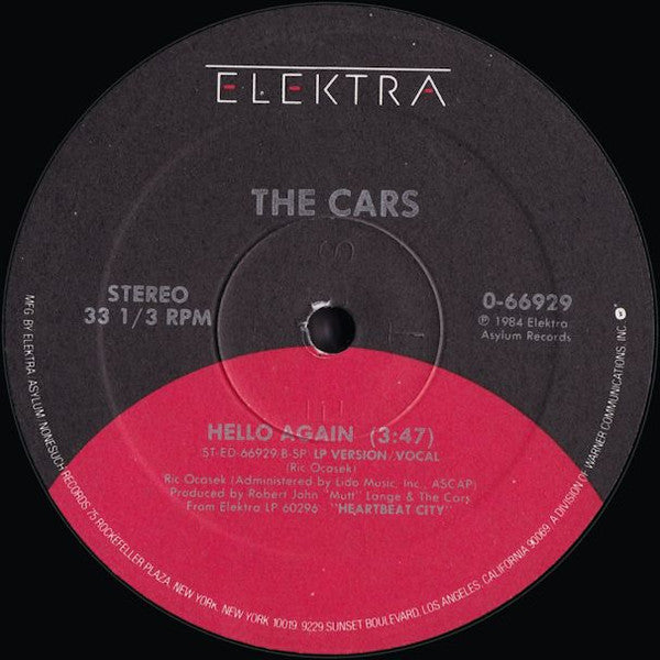 The Cars : Hello Again (12", Single)