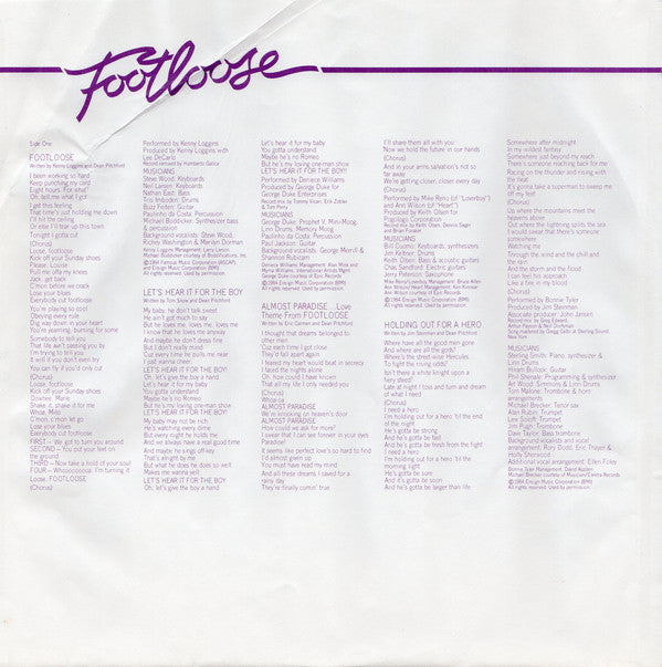 Various : Footloose (Original Motion Picture Soundtrack) (LP, Comp, Pit)