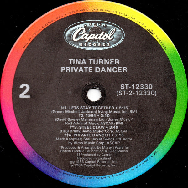 Tina Turner : Private Dancer (LP, Album, Win)