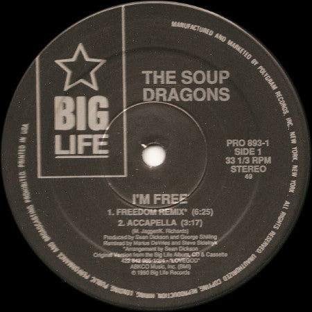 The Soup Dragons : I'm Free (12", Promo)