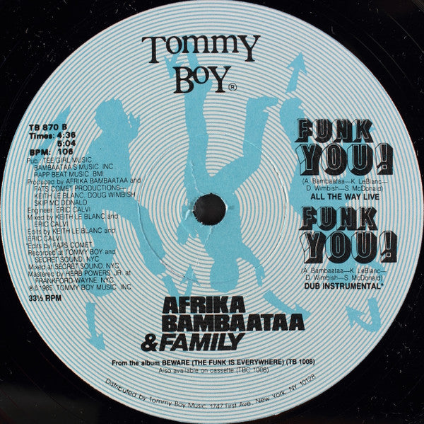 Afrika Bambaataa & Family : Funk You! (12")