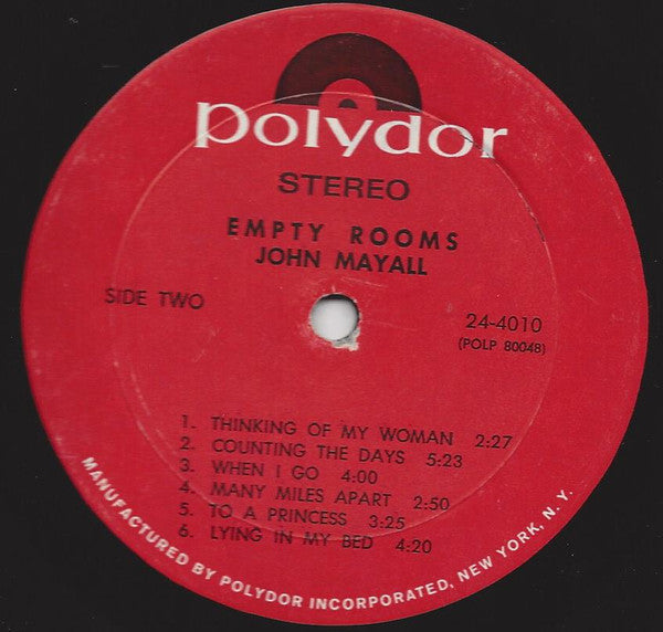 John Mayall : Empty Rooms (LP, Album, Mon)
