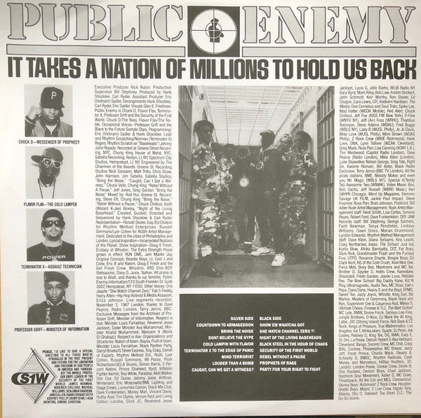 Public Enemy : It Takes A Nation Of Millions To Hold Us Back (LP, Album, RE, RP, 180)